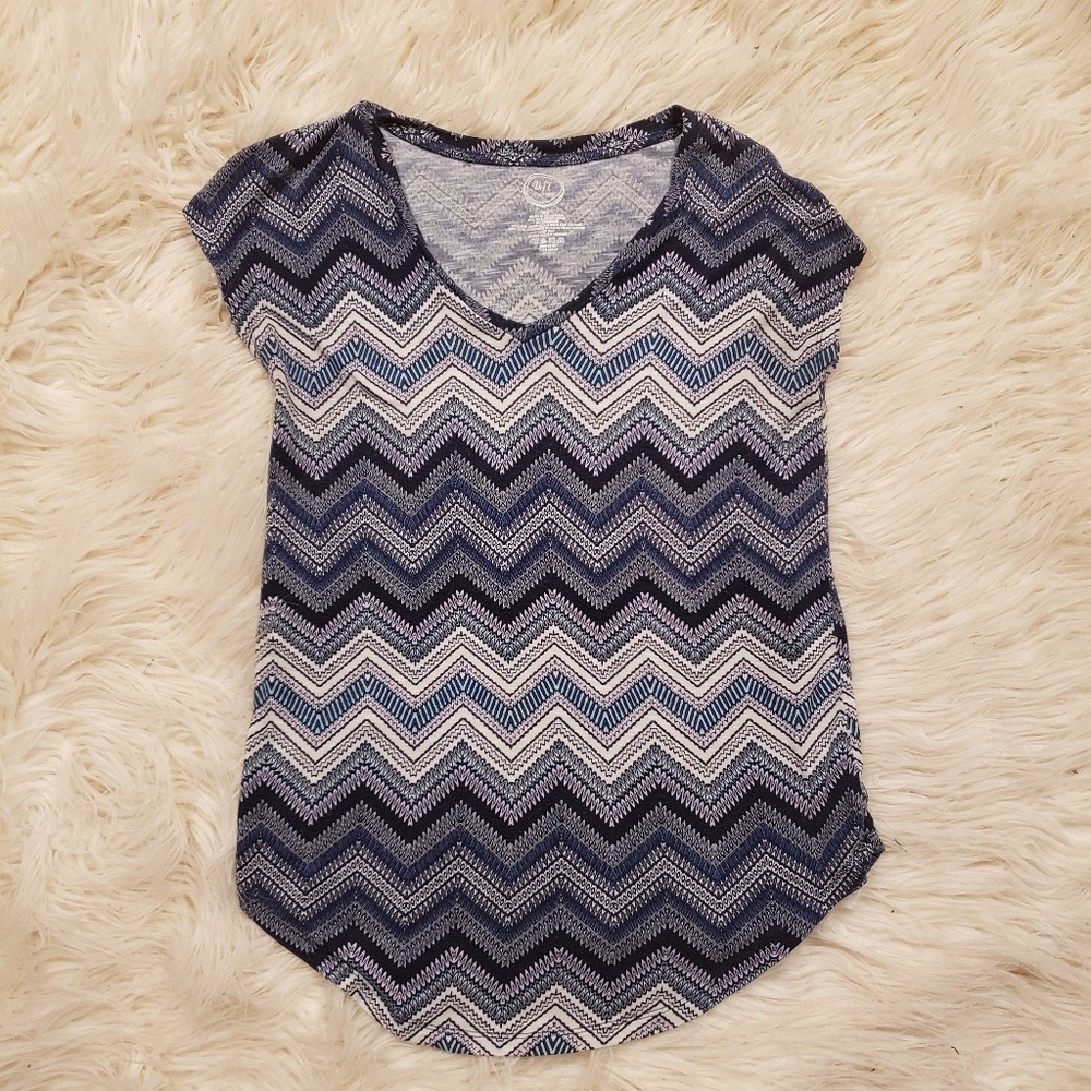 Blue and White Chevron Top Medium